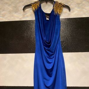 Cobalt Blue Gold Spike Shoulders Top Tunic S mini